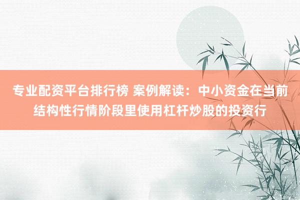 专业配资平台排行榜 案例解读：中小资金在当前结构性行情阶段里使用杠杆炒股的投资行