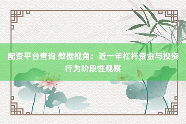 配资平台查询 数据视角：近一年杠杆资金与投资行为阶段性观察